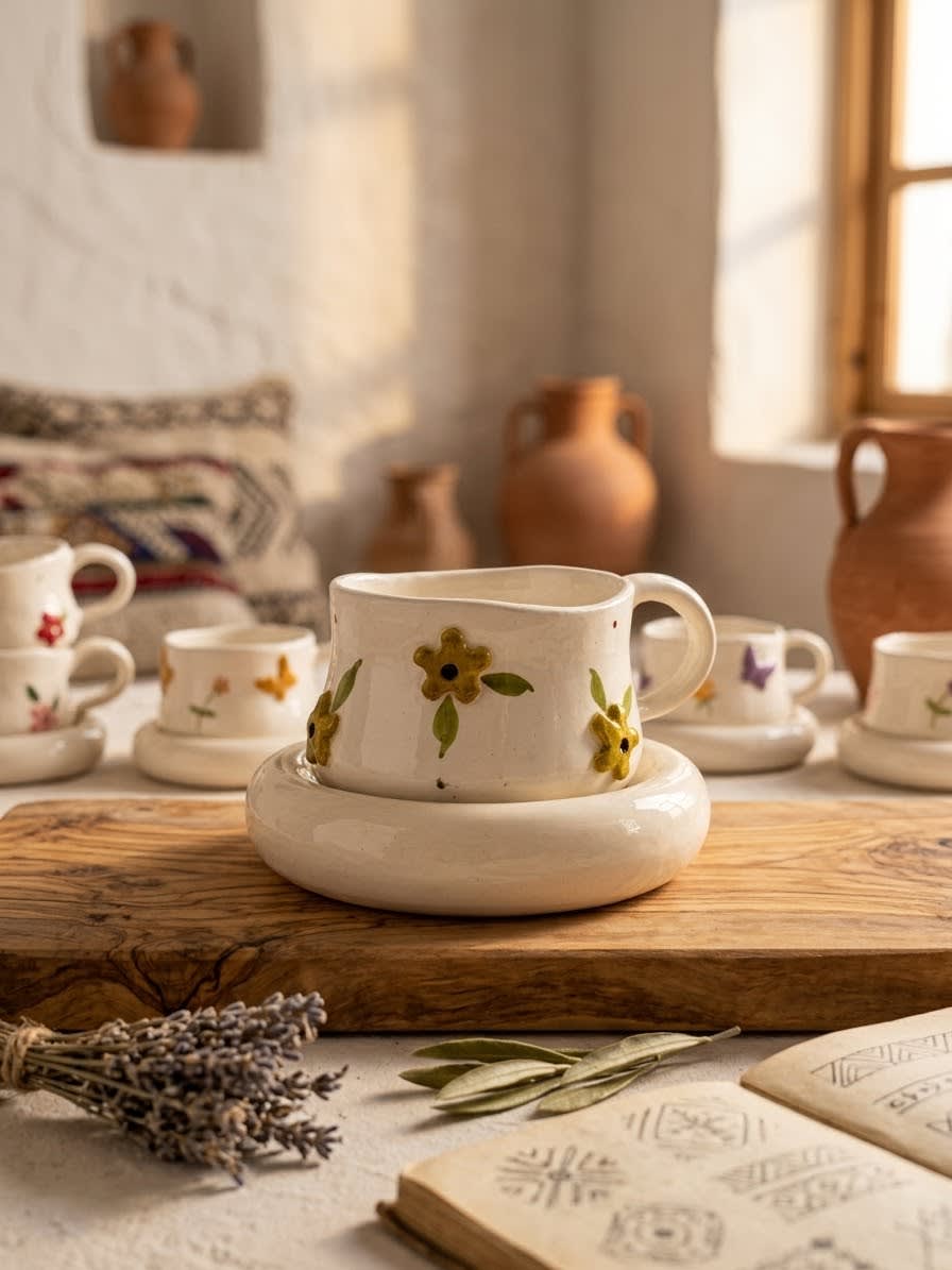 Mug en relief 3D avec sous tasse bombé