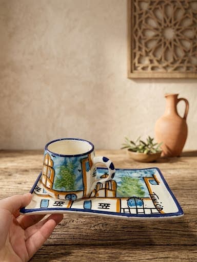 Tasse et sous tasse zigzag