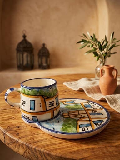 Tasse et sous tasse double rond