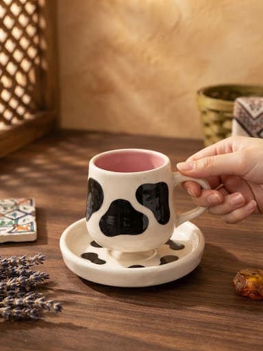 Tasse et sous tasse vache
