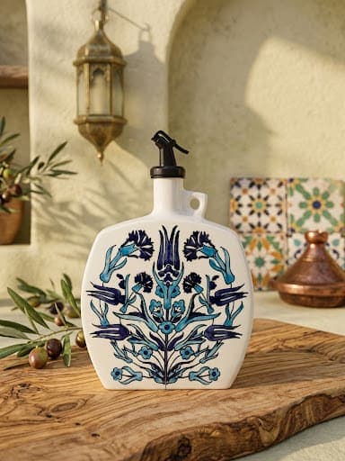 Bouteille a huile fleur bleu