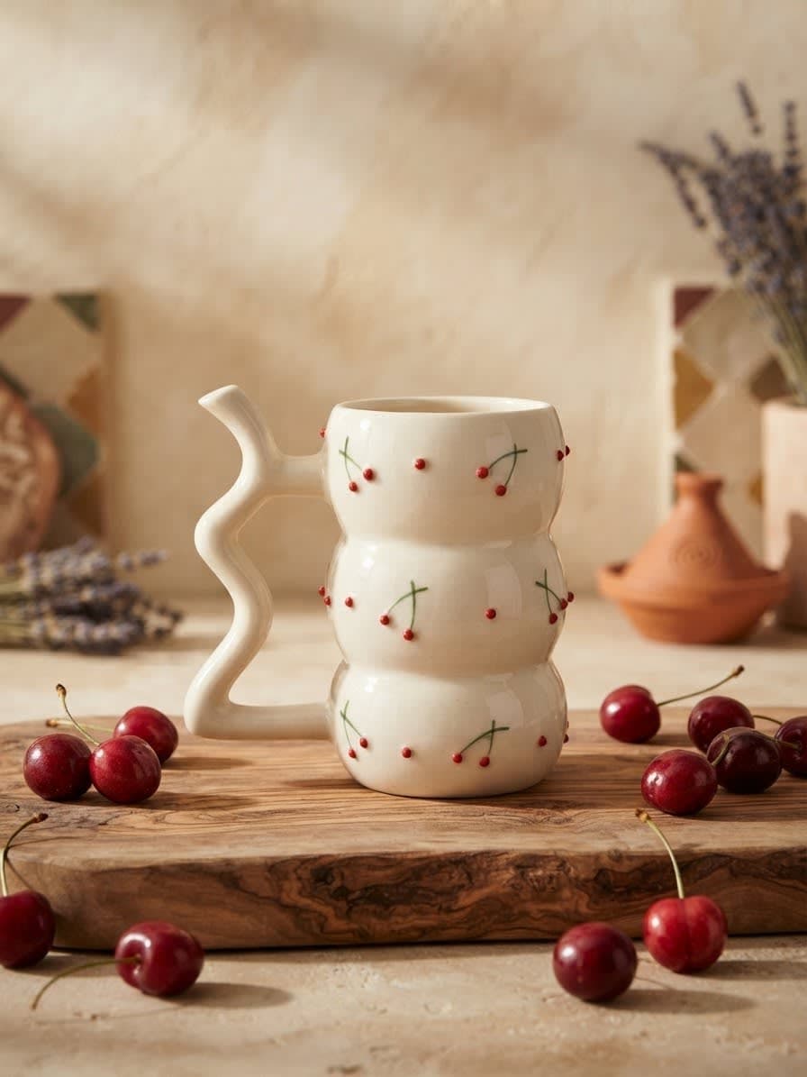 Mug cerise en relief