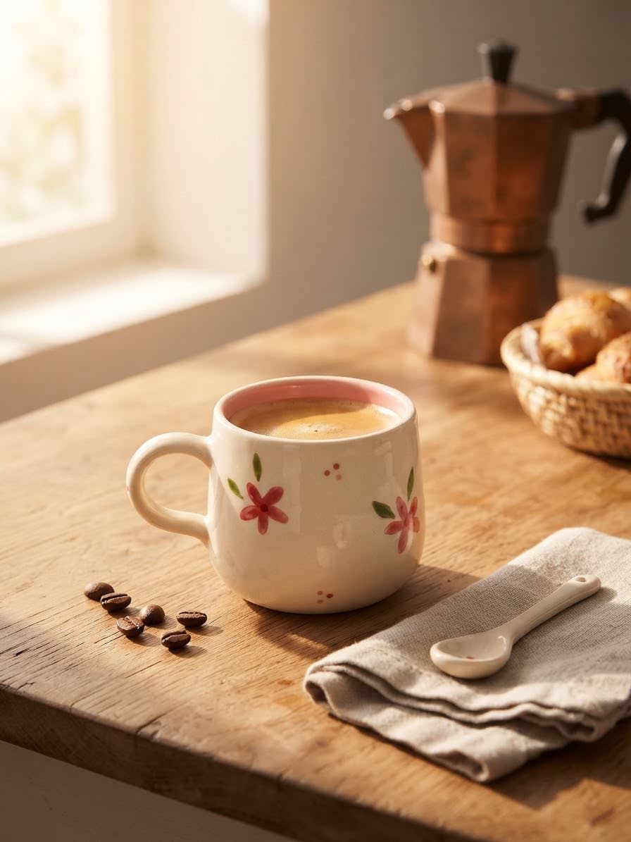 Tasse café au lait fleur
