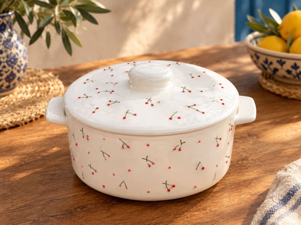 Service de table cerise en relief 3D (27 pièces)