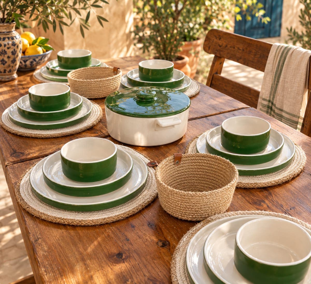 Service de table vert olive ( 20 pièces )