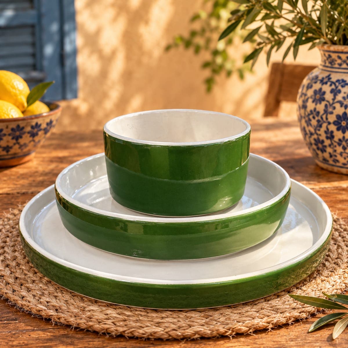 Service de table vert olive ( 20 pièces )